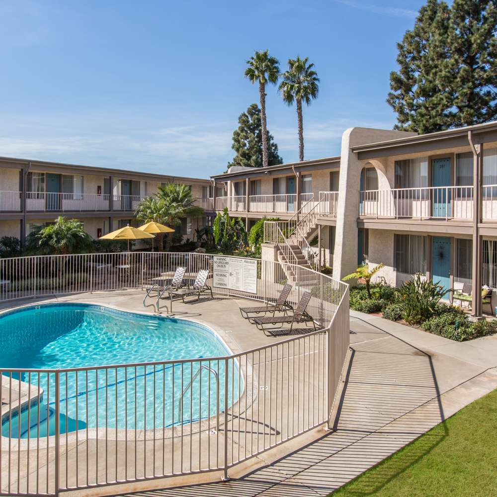 Poolside at Sandpointe in Huntington Beach, California