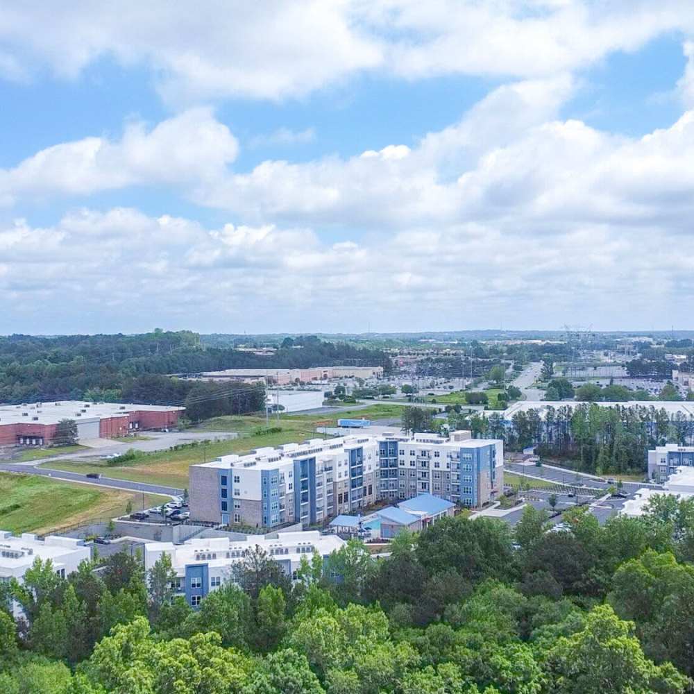 Aerial view of community  at Avonlea Pointe in Duluth, Georgia