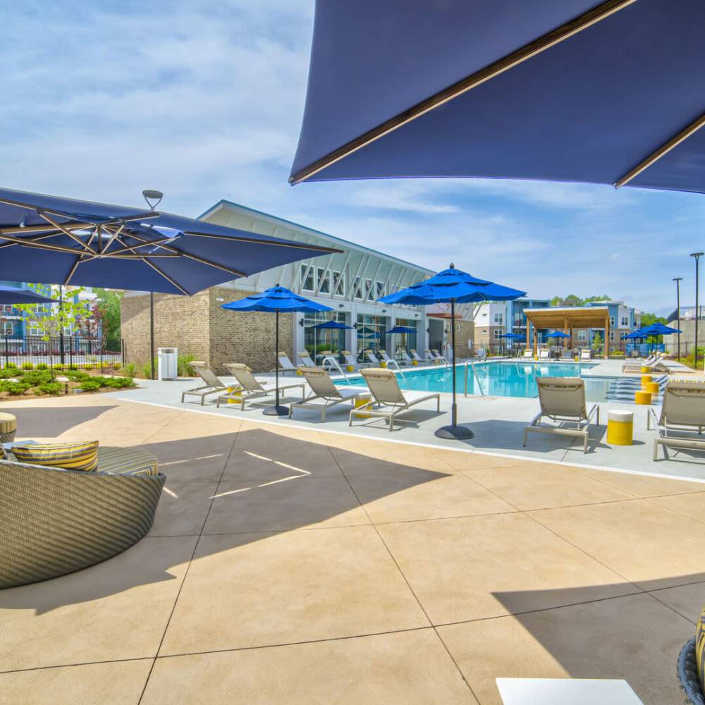 Canopies near pool side at Avonlea Pointe in Duluth, Georgia