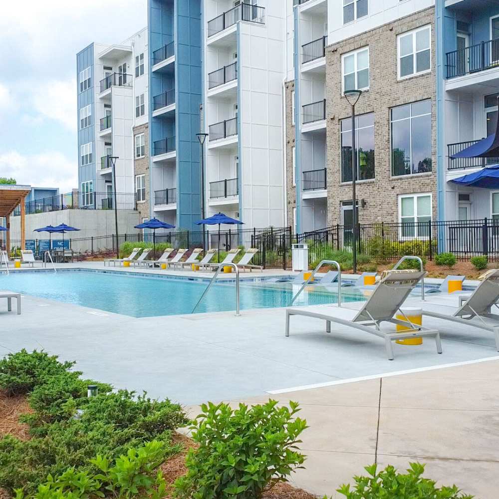 Lounge chair near pool side at Avonlea Pointe in Duluth, Georgia