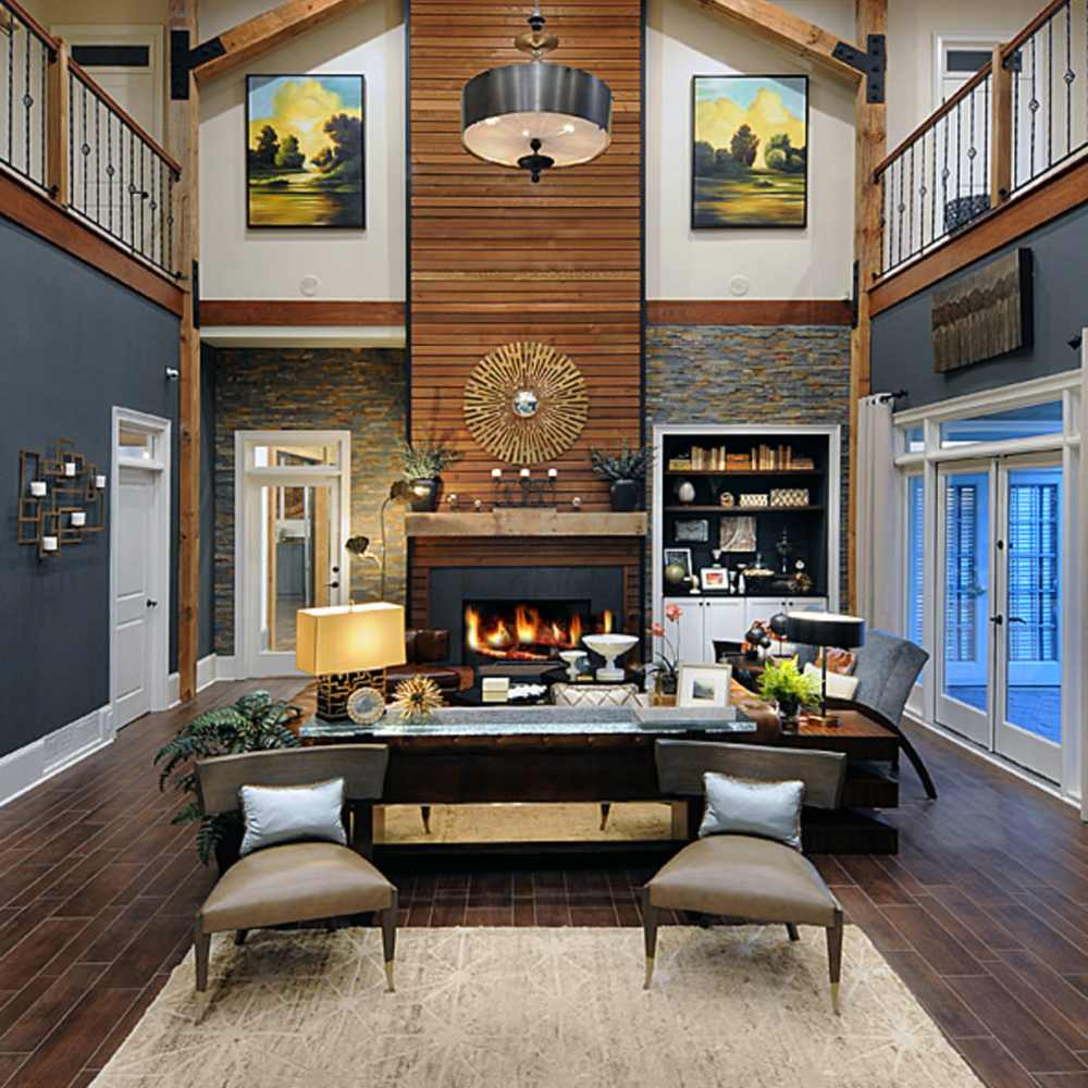 Indoor community lounge at Avonlea Towne Lake in Woodstock, Georgia