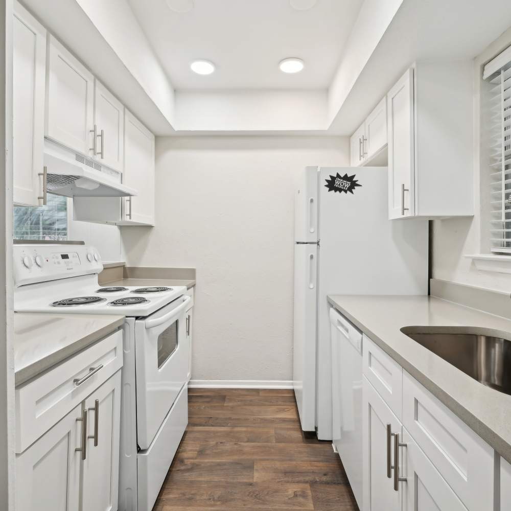 Fully equipped kitchen at Woodlands of Plano in Plano, Texas