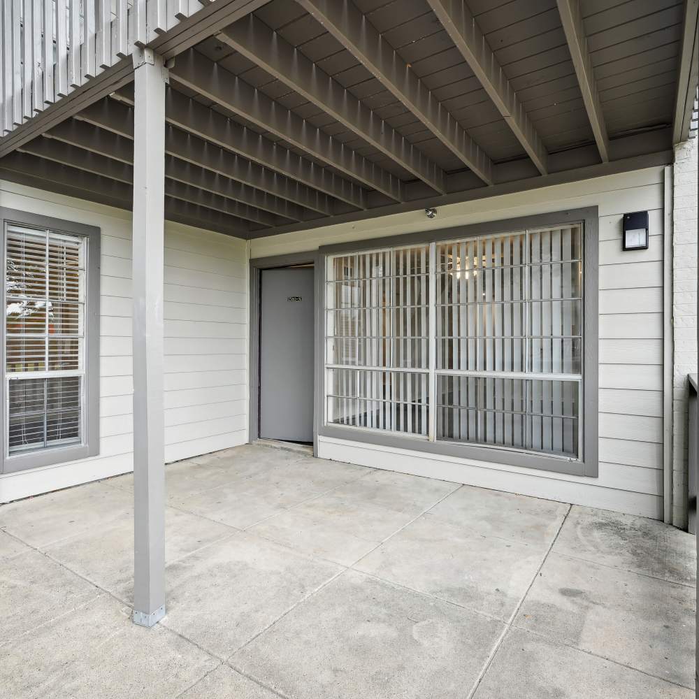  Patio of an apartment at Woodlands of Plano in Plano, Texas