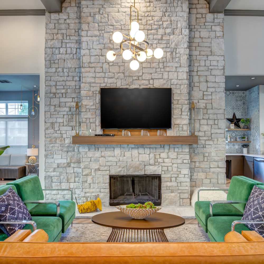 Premium clubhouse with lounge seating at Northland Heights in Kansas City,Missouri