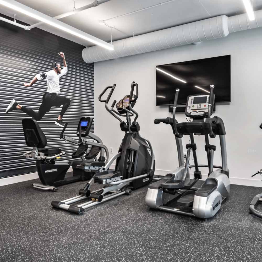 Fitness center at Metropolitan Flats in Saint Louis, Missouri