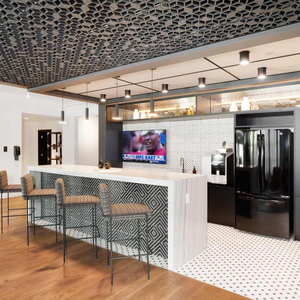 Clubhouse with kitchen at Metropolitan Flats in Saint Louis, Missouri