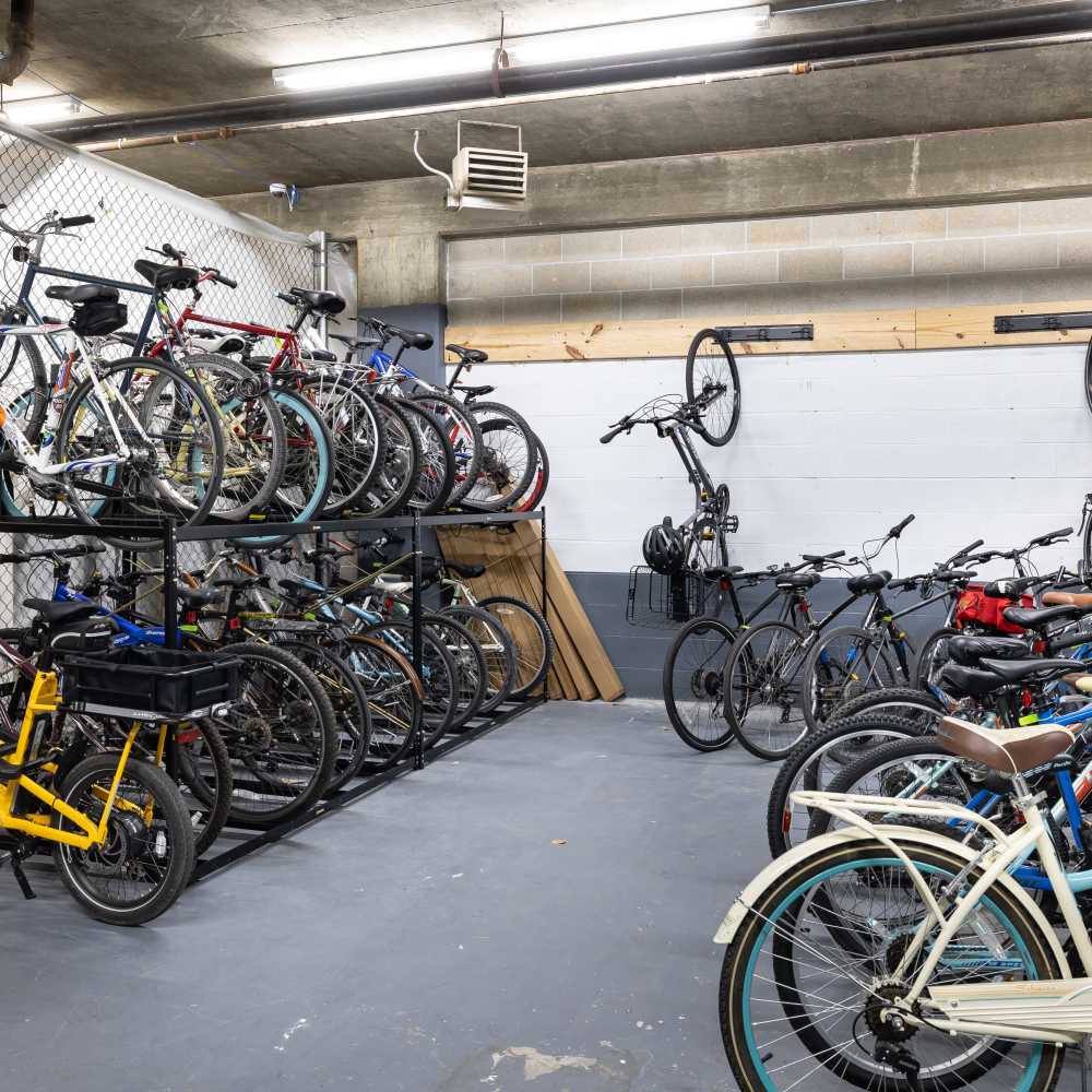 Bike storage at Del Coronado Apartments in St. Louis, Missouri