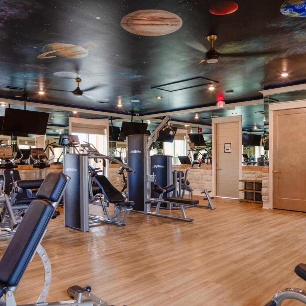Gym area at Solstice Apartments in Madison, Alabama 