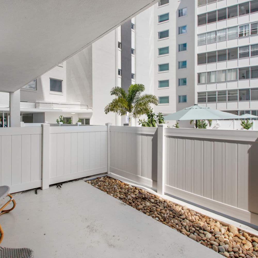 Balcony with chairs at Lake Lucerne Towers in Orlando,Florida
