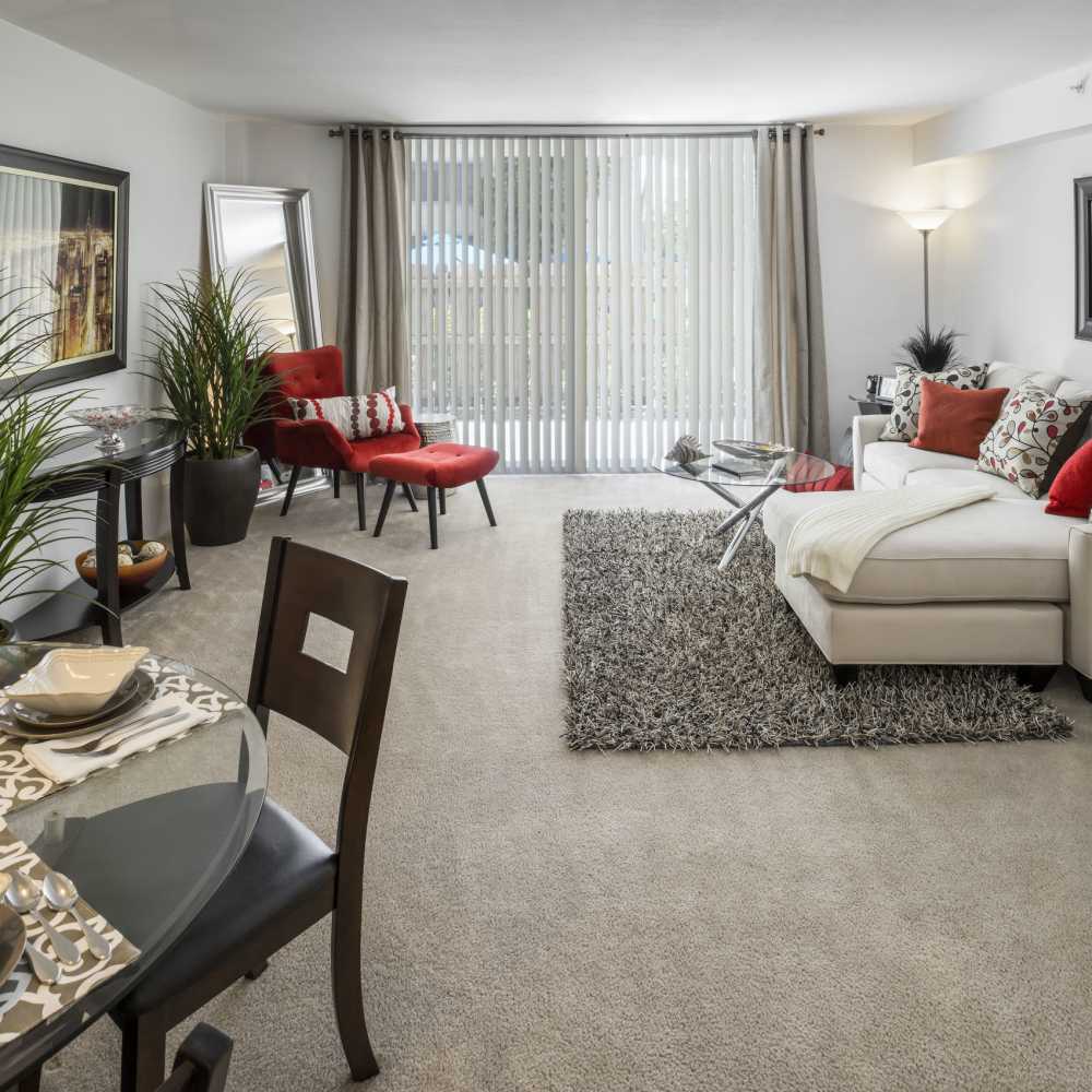 Living room and dining area at Lake Lucerne Towers in Orlando,Florida