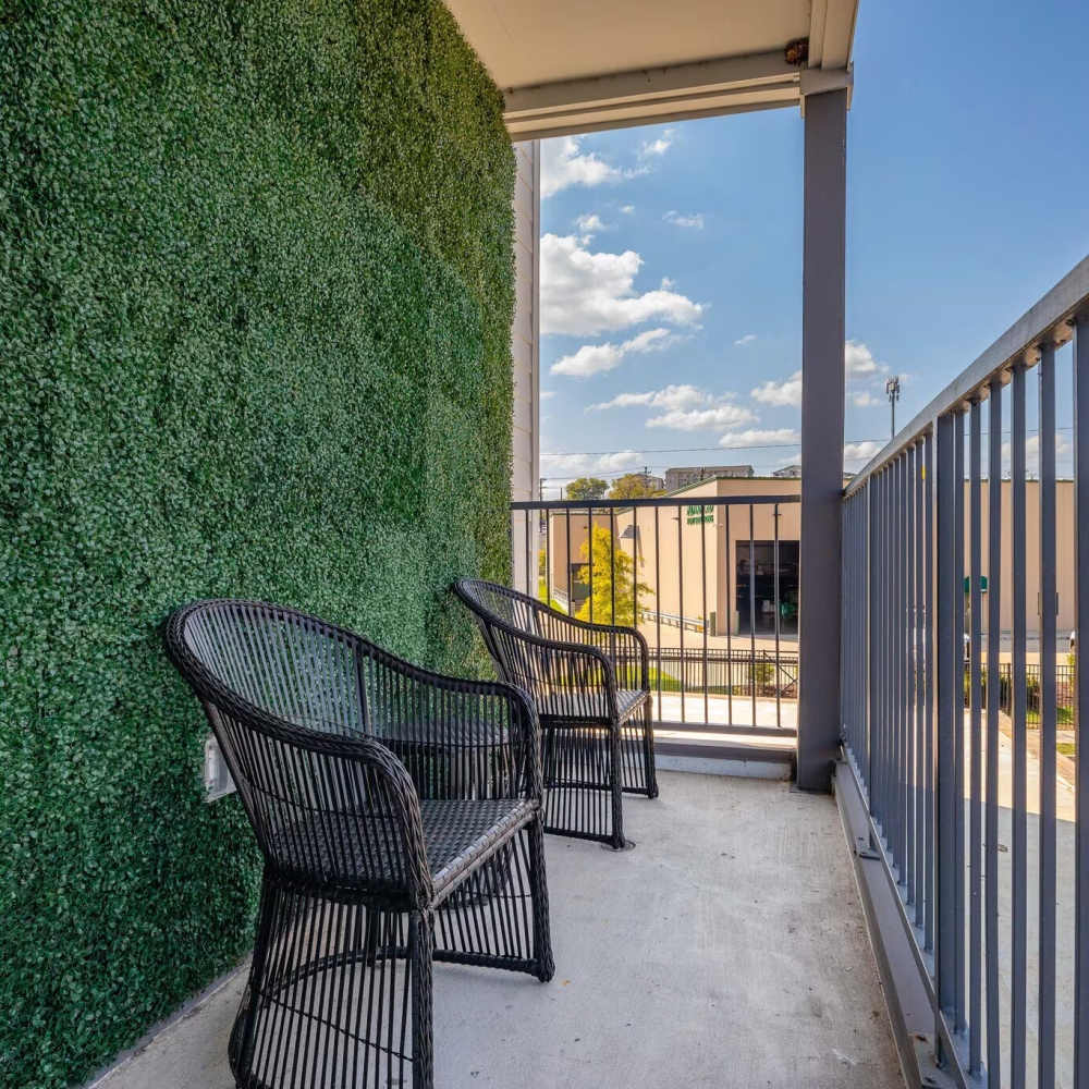 Balcony seating with outdoor view at 7 at Seven Mile Creek in Nashville, Tennessee