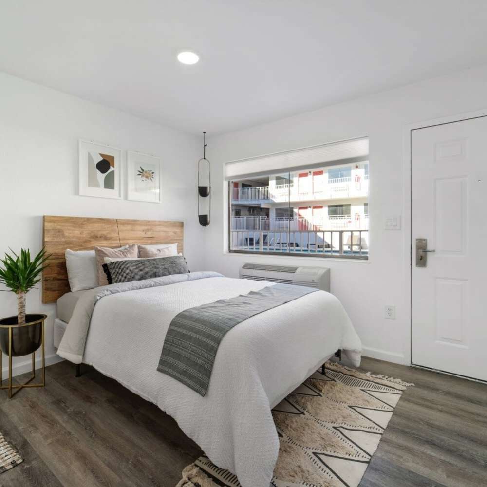 Large spacious bed at Sohana Apartments in Nashville, Tennessee