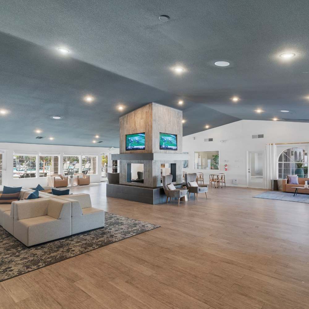Clubhouse lounge with modern seating at Fairways on Green Valley in Henderson, Nevada