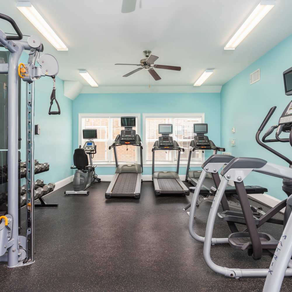 Equipment in the fitness center at Retreat at the Park in Burlington, North Carolina