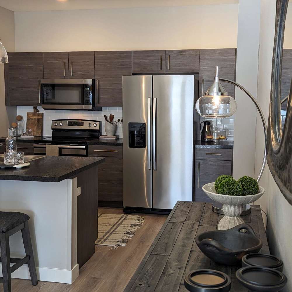 Kitchen with stainless steel appliance at Shiloh Commons in Billings, Montana 