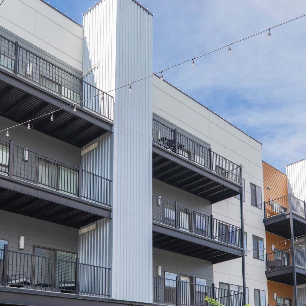 Community building with balcony at Shiloh Commons in Billings, Montana 