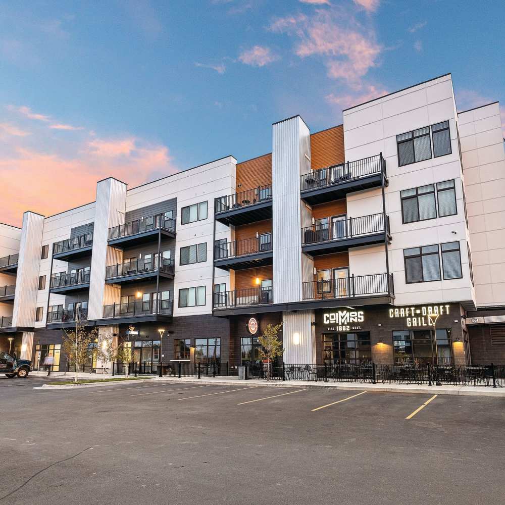 Community building exterior view  at Shiloh Commons in Billings, Montana