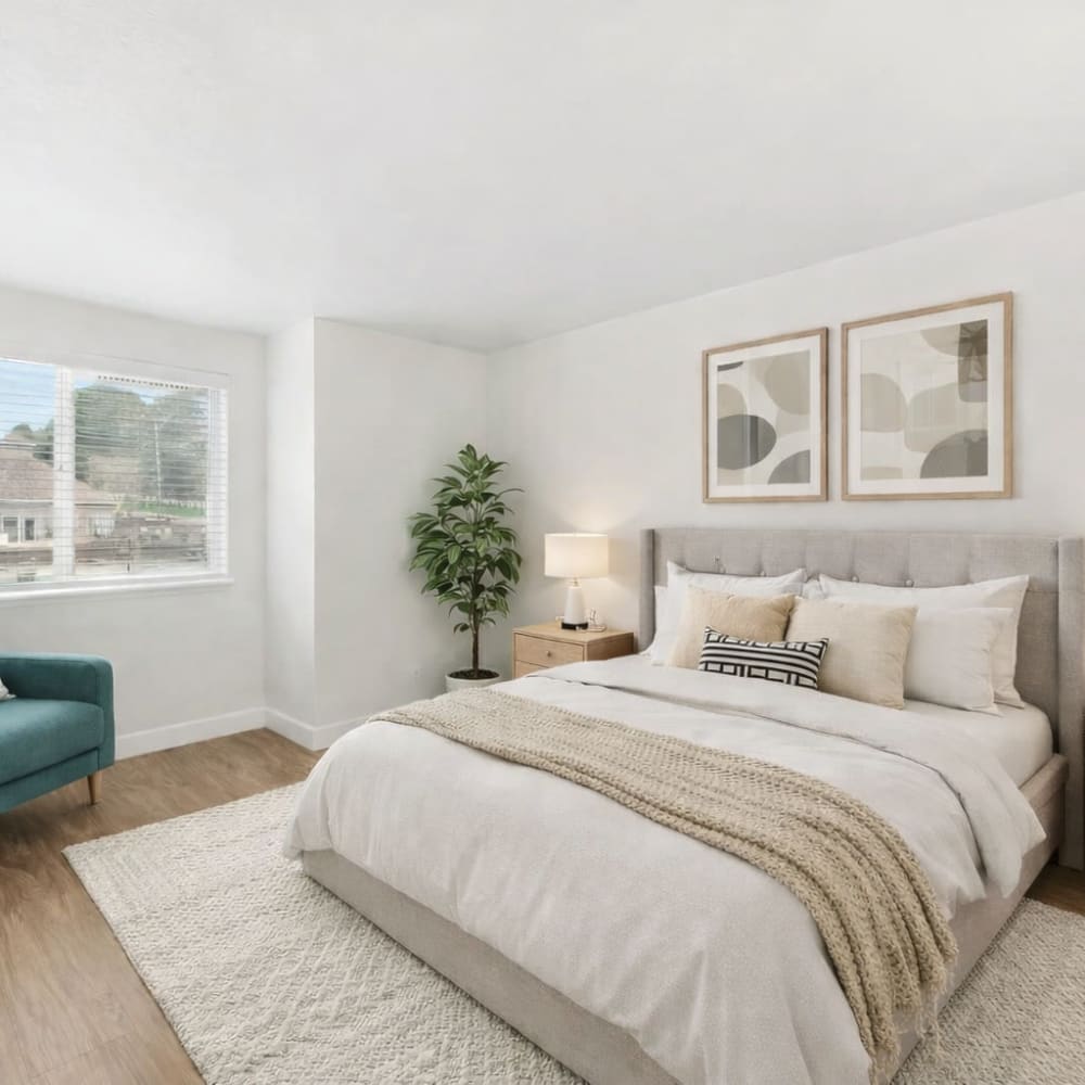 bedroom with large bed and window