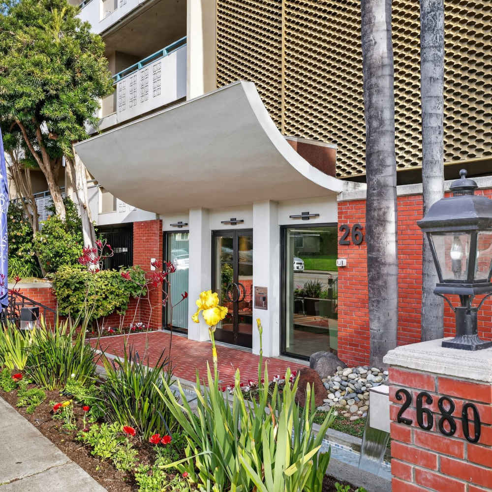 Exterior of the building at Fayette Arms Apartments in Mountain View, California,  