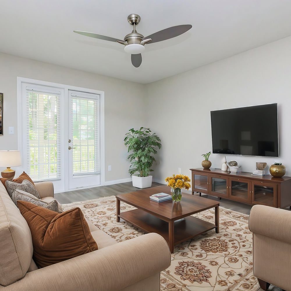 Cozy living room at Equinox at Midtown in Chattanooga, Tennessee