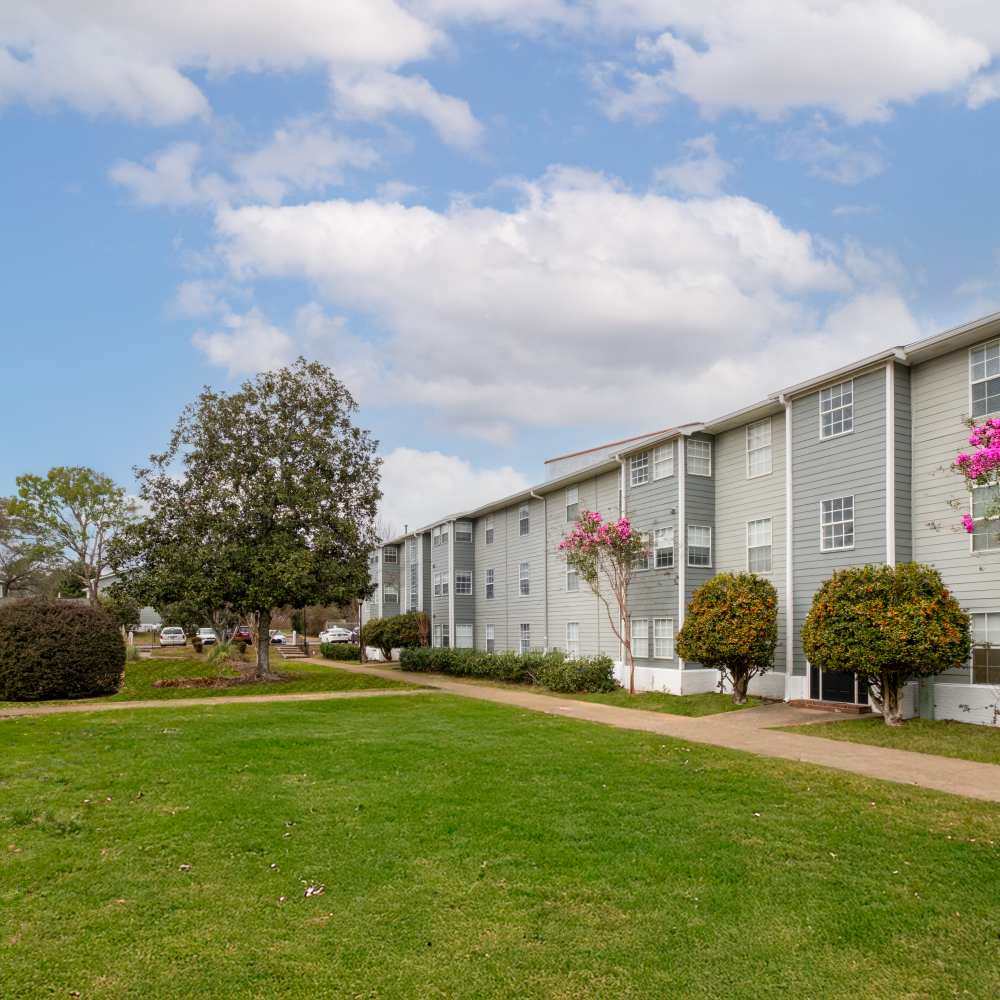 Apartment lawn view at Equinox at Midtown in Chattanooga, Tennessee