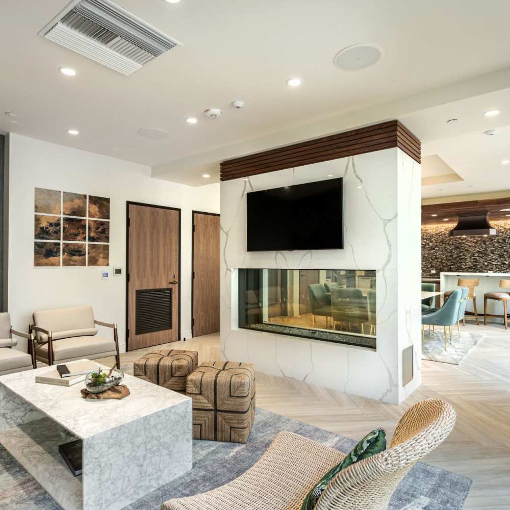 Clubhouse with fireplace  at Prado West in Dana Point, California 