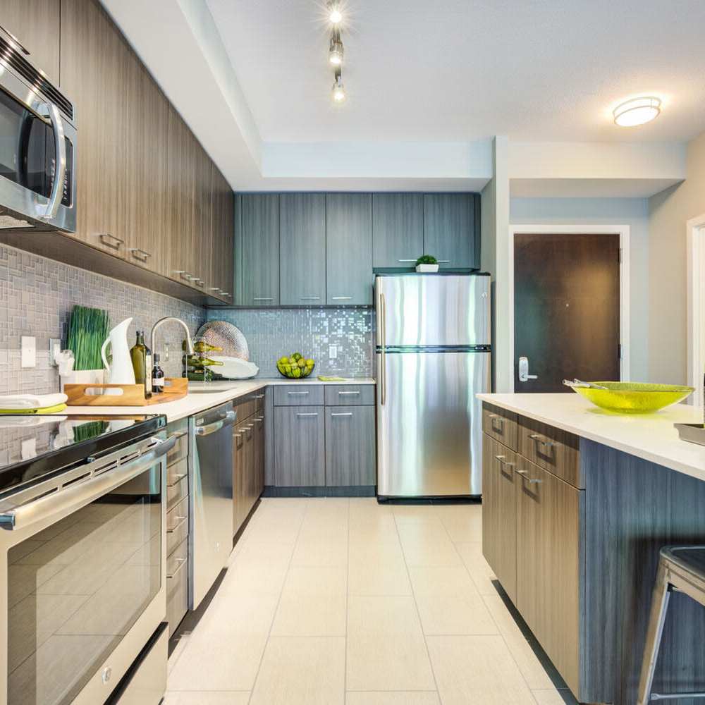Stainless-steel appliances at Tellus in Arlington, Virginia