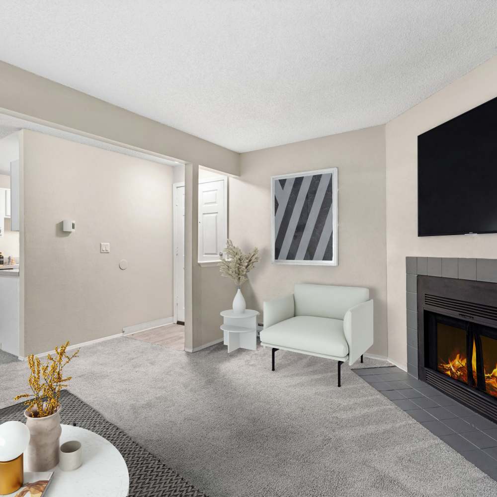 Tessera Apartments -Living Room with fireplace