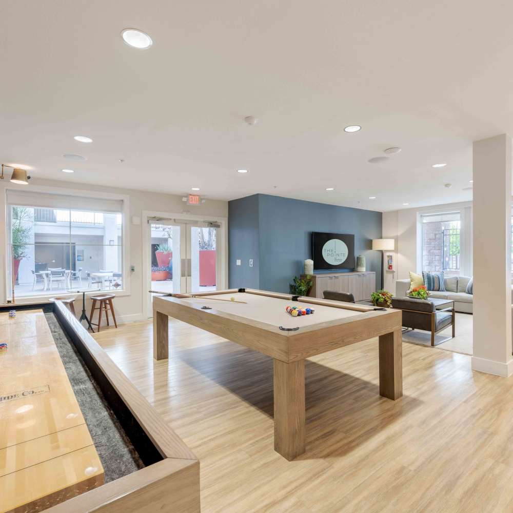 Clubroom with pool table and table games