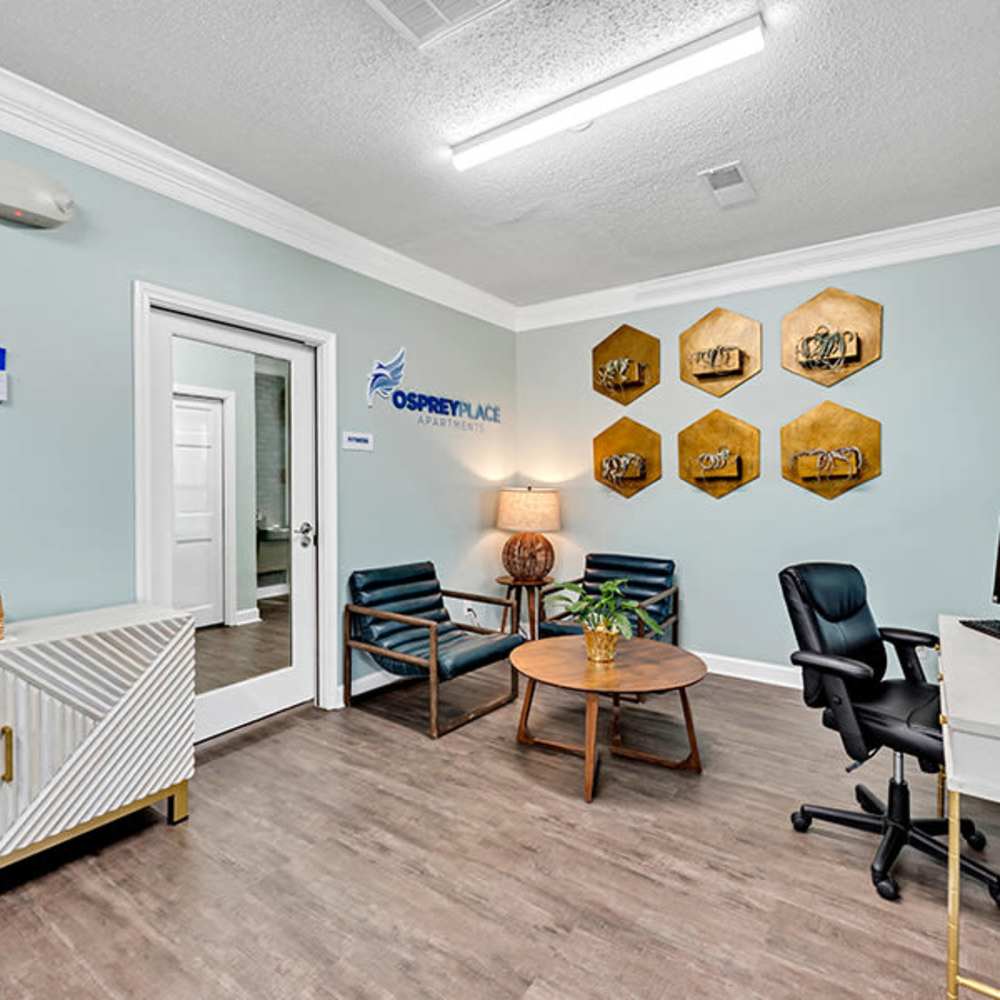 Reception area at Osprey Place Apartments in North Charleston, South Carolina  