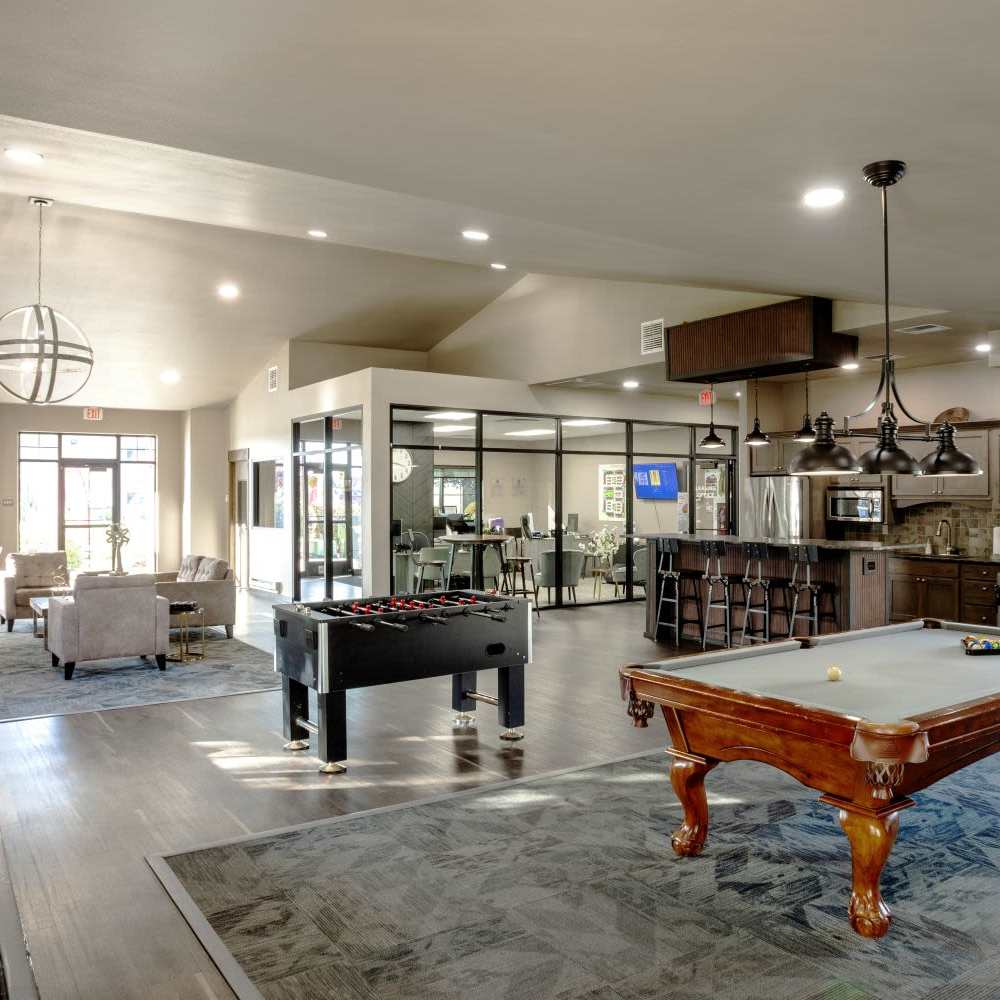 Foosball table at billiards table at InterPointe Apartments in Billings, Montana