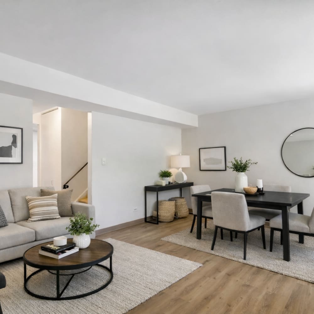 Model living space at BJ Wright Court Apartments in Chicago, Illinois