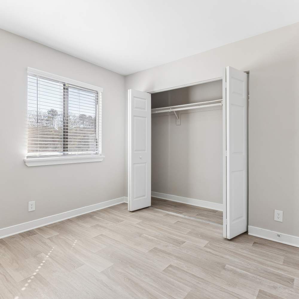 Bright unfurnished bedroom with closet at Reserve South in Richmond, Virginia