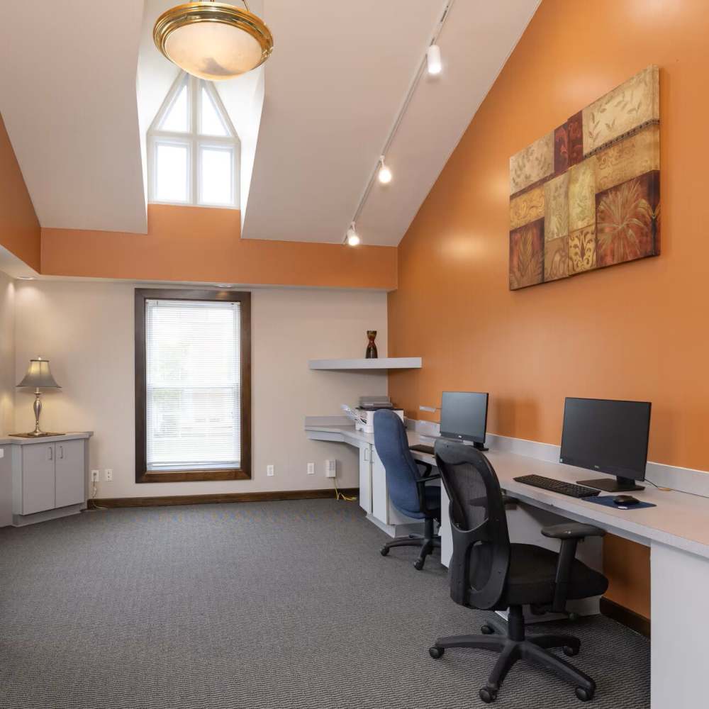 Community business center at Village Green Apartments in Chesterfield, Missouri