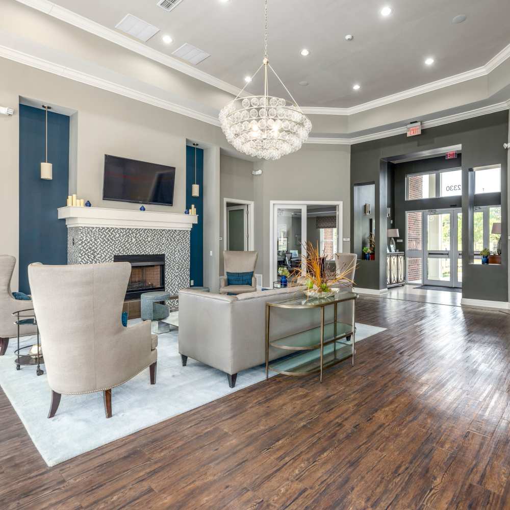 Cozy clubhouse living room at Adams Crossing in Waldorf, Maryland