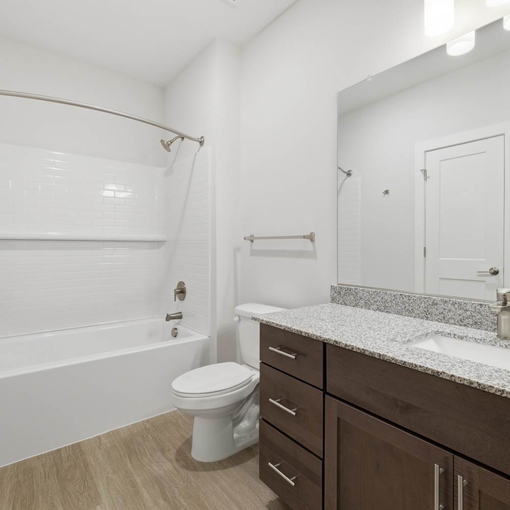 Bathroom with tub and vanity at The Warwick at Foundry Creek in Richmond, VA