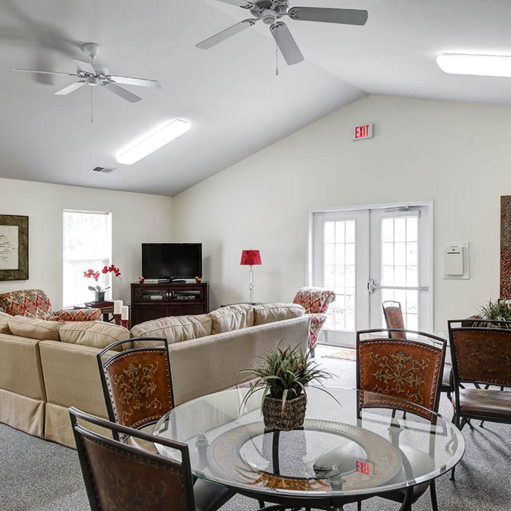 Clubhouse with seating area and dining table at Crowfield Greene in Goose Creek, South Carolina