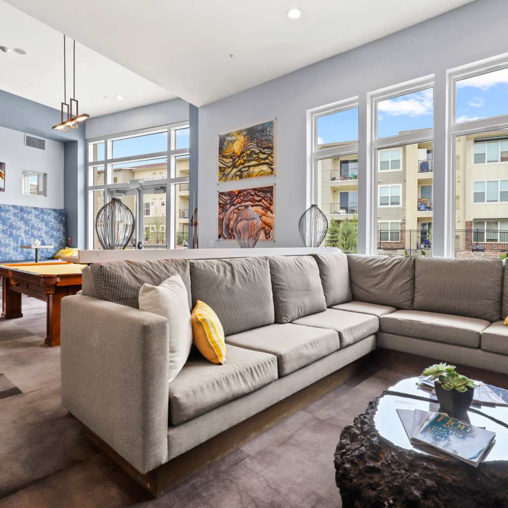 Clubhouse seating area at Westlink at Oak Station Apartments in Lakewood, Colorado