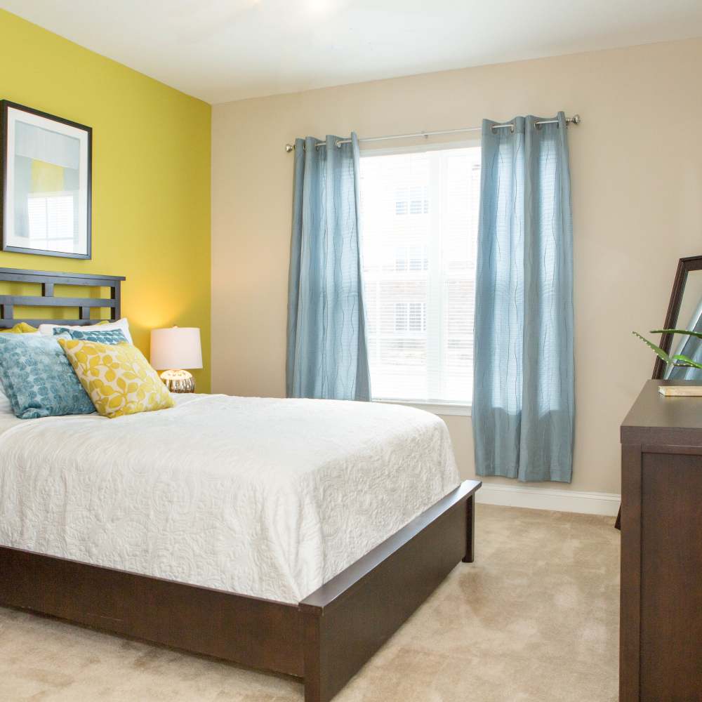 Bedroom with window  at The Apartments at Goose Creek in Fishersville, Virginia