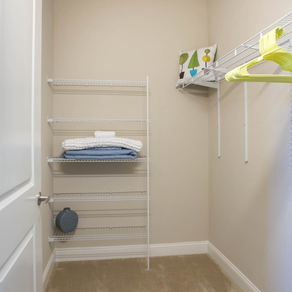 Walk in closet with shelf   at The Apartments at Goose Creek in Fishersville, Virginia