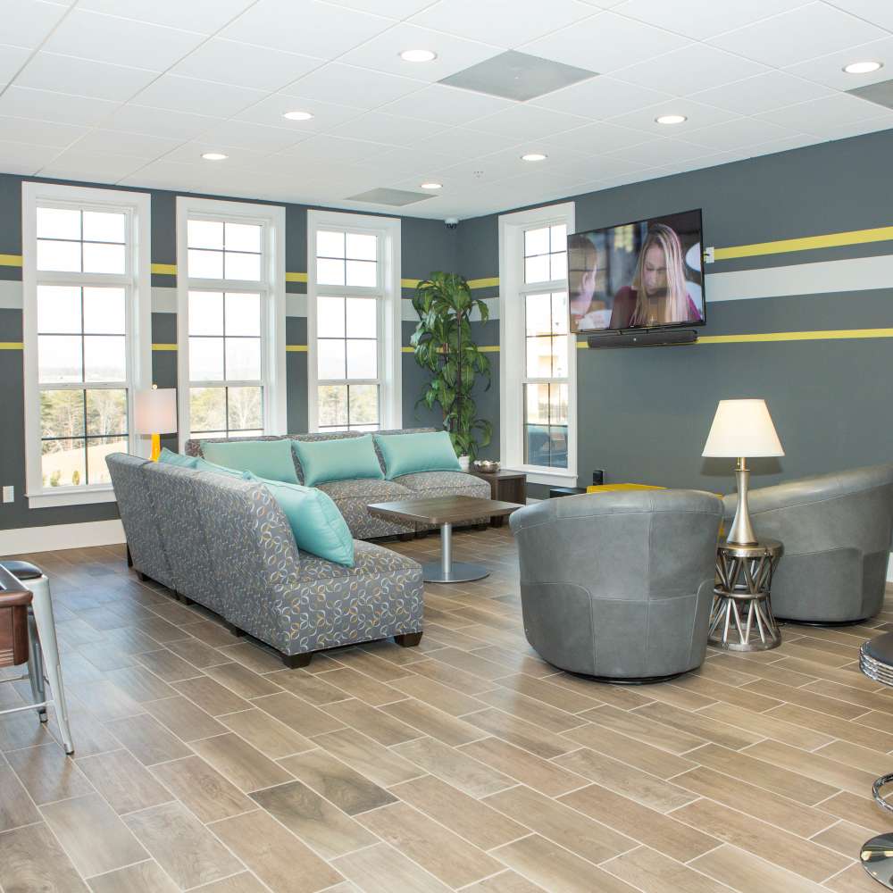 Clubhouse with television  at The Apartments at Goose Creek in Fishersville, Virginia