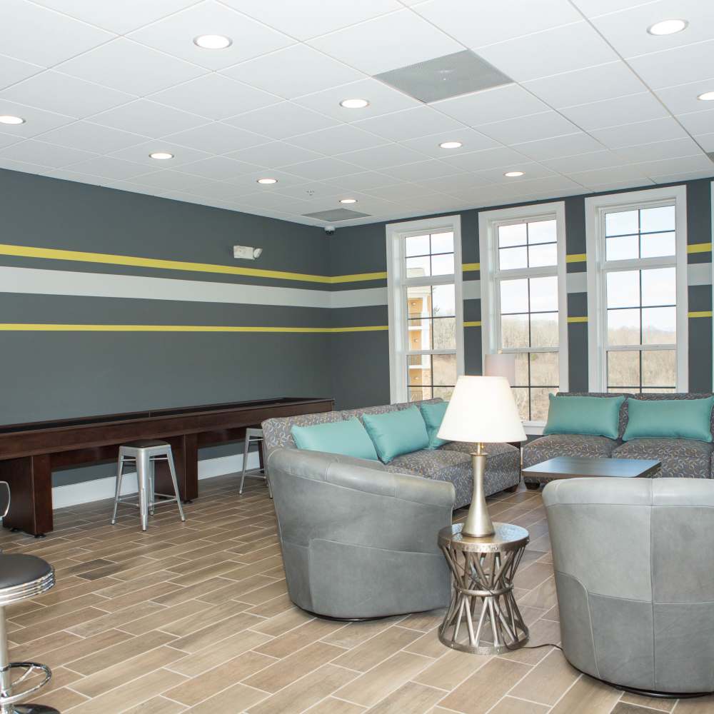 Clubhouse with entertainment area at The Apartments at Goose Creek in Fishersville, Virginia 