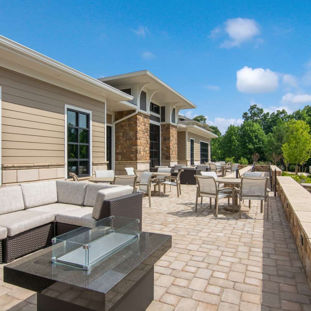 Outdoor seating area with firepit at The Knoll at Stone View in Ruckersville, Virginia