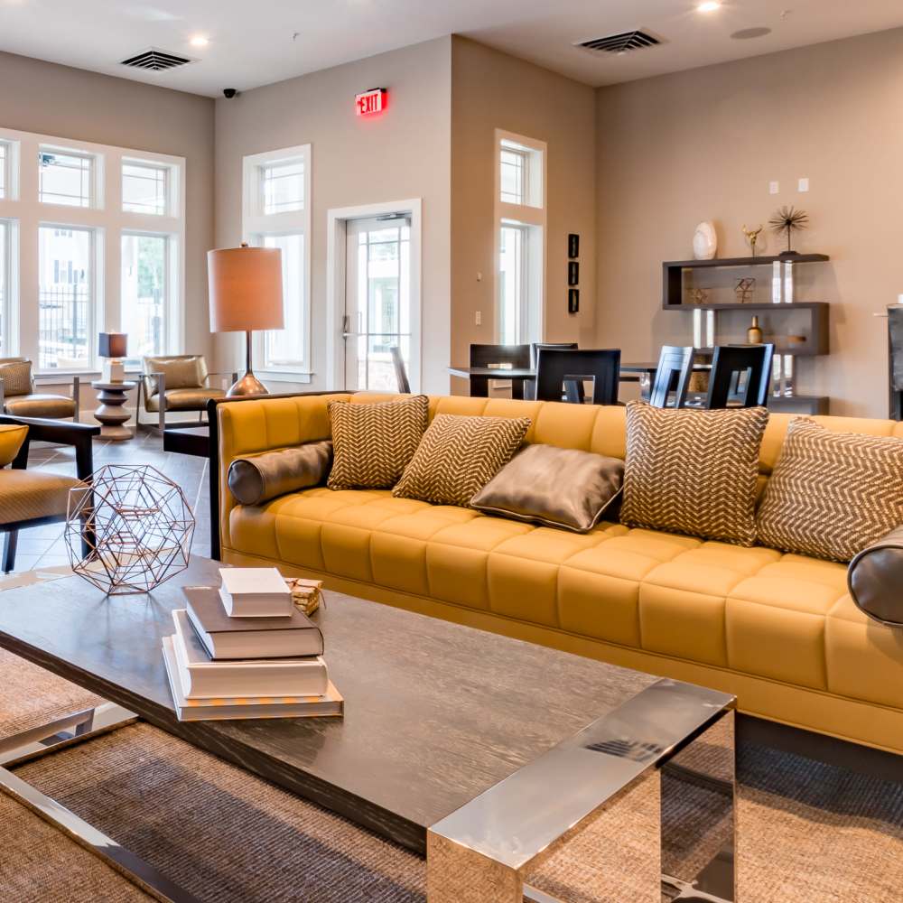 Modern lounge area with stylish seating at Stonegate at the Crossroads in Zion Crossroads, Virginia
