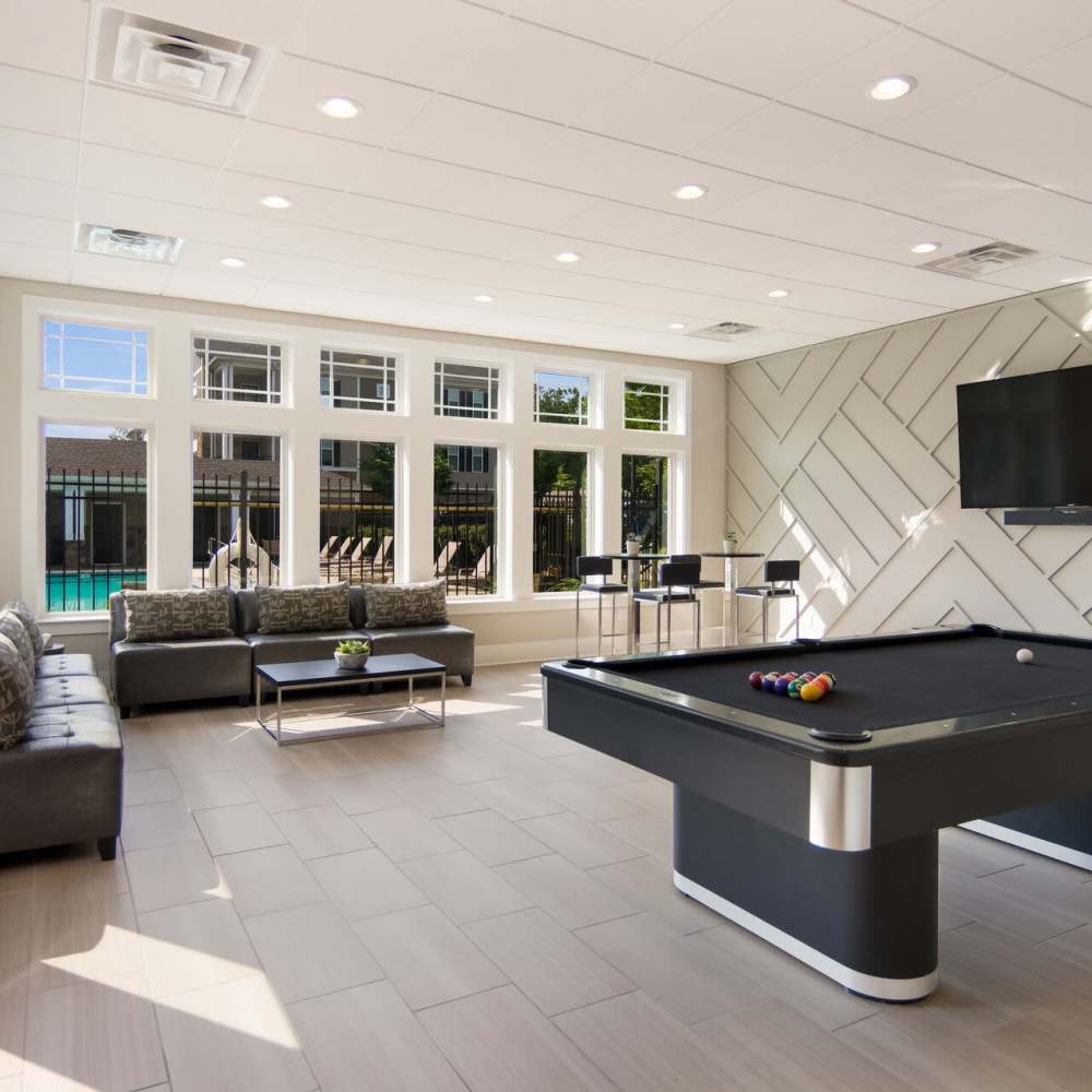Game room with pool table at Stonegate at the Crossroads in Zion Crossroads, Virginia