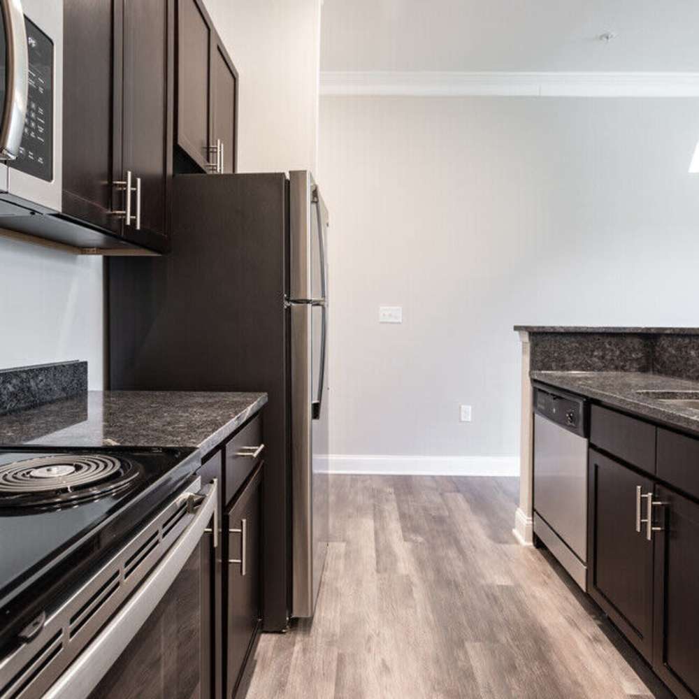 Kitchen with dishwasher at The Apartments At Kelton Station in Williamsburg, Virginia