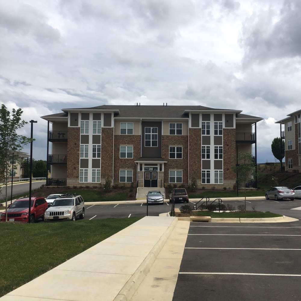 Exterior view of community apartment at The Adams at Peppers Ferry in Christiansburg, Virginia