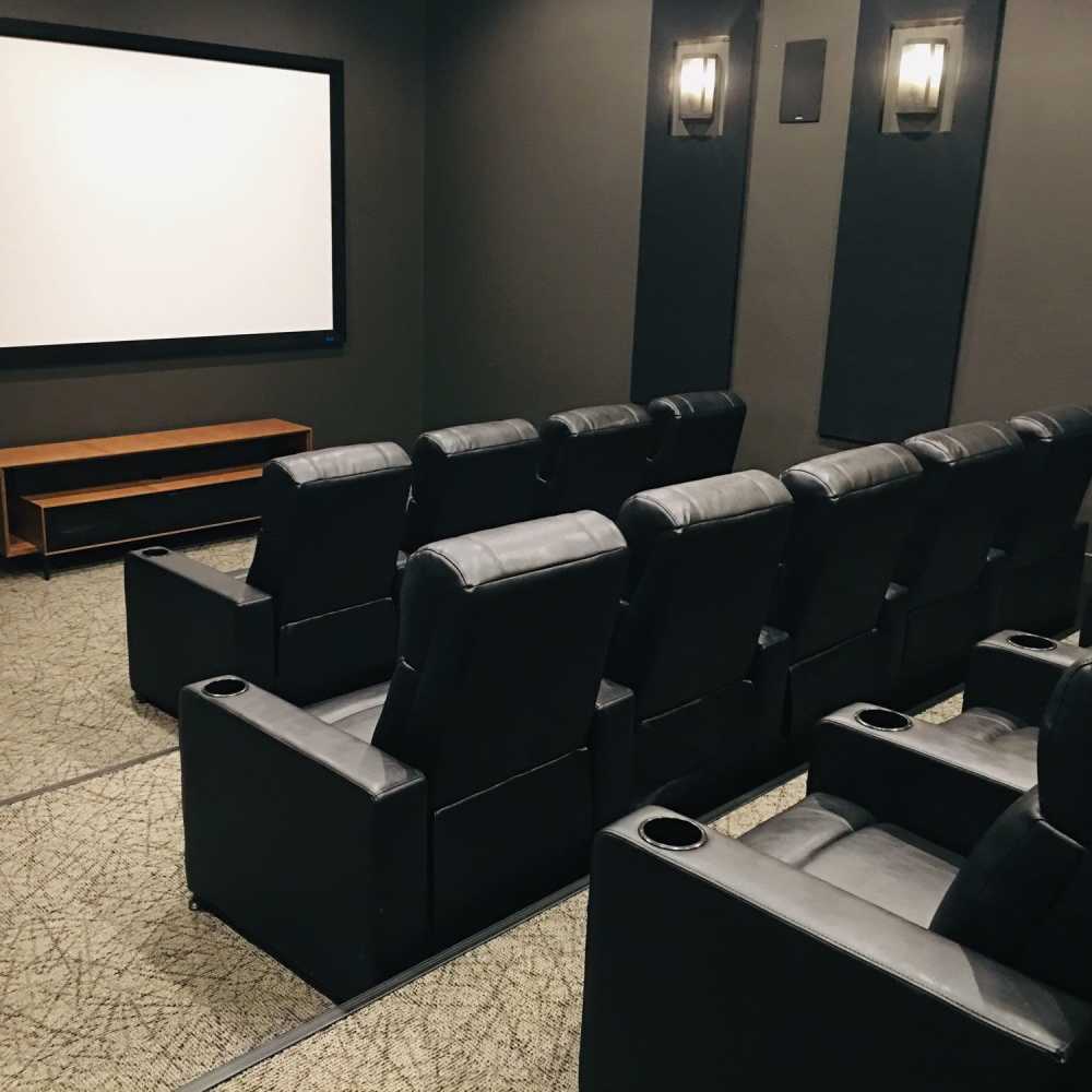 Movie theater in clubhouse at The Adams at Peppers Ferry in , Virginia