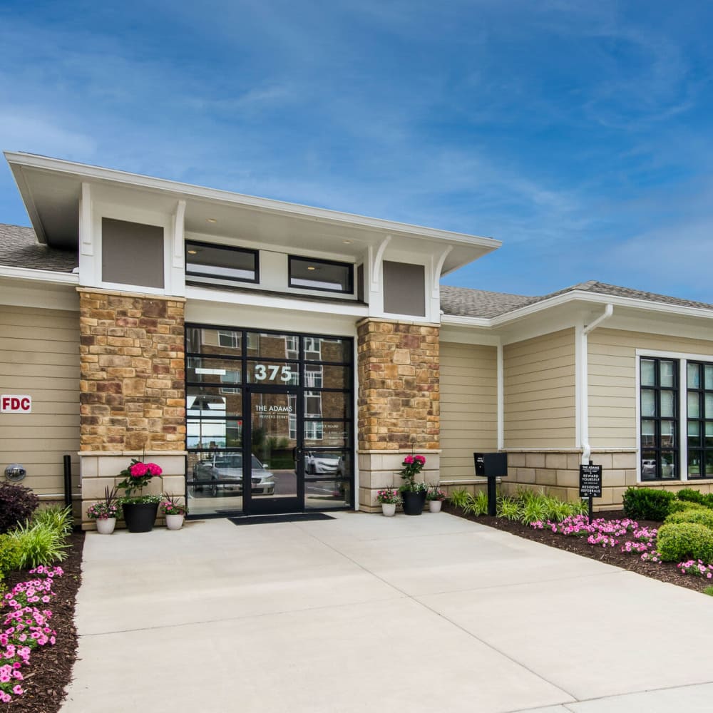 Clubhouse exterior entry at The Adams at Peppers Ferry in , Virginia