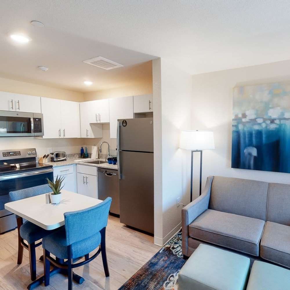 Living and dining with kitchen at WaterWalk Raleigh - RTP in Morrisville, North Carolina
